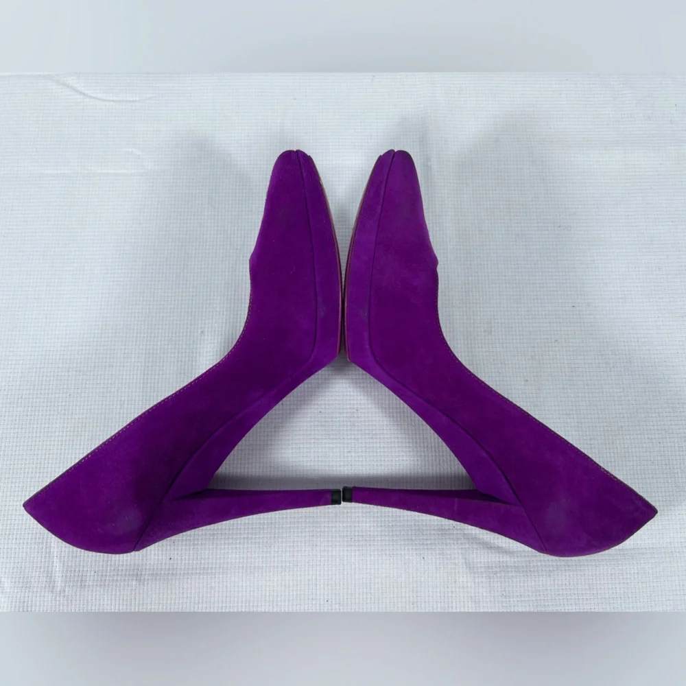 Yves Saint Laurent Rive Gauche Purple Suede Platform Pumps EU 37.5